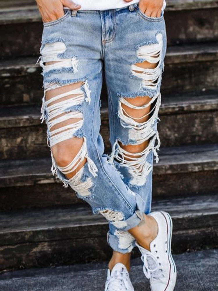 maternity jeans Women's Jeans 2021 New Summer Rig Pants Loose Street Casual Fashion Pants Women's Hip Hop Rig Washed Blue Pants mom jeans