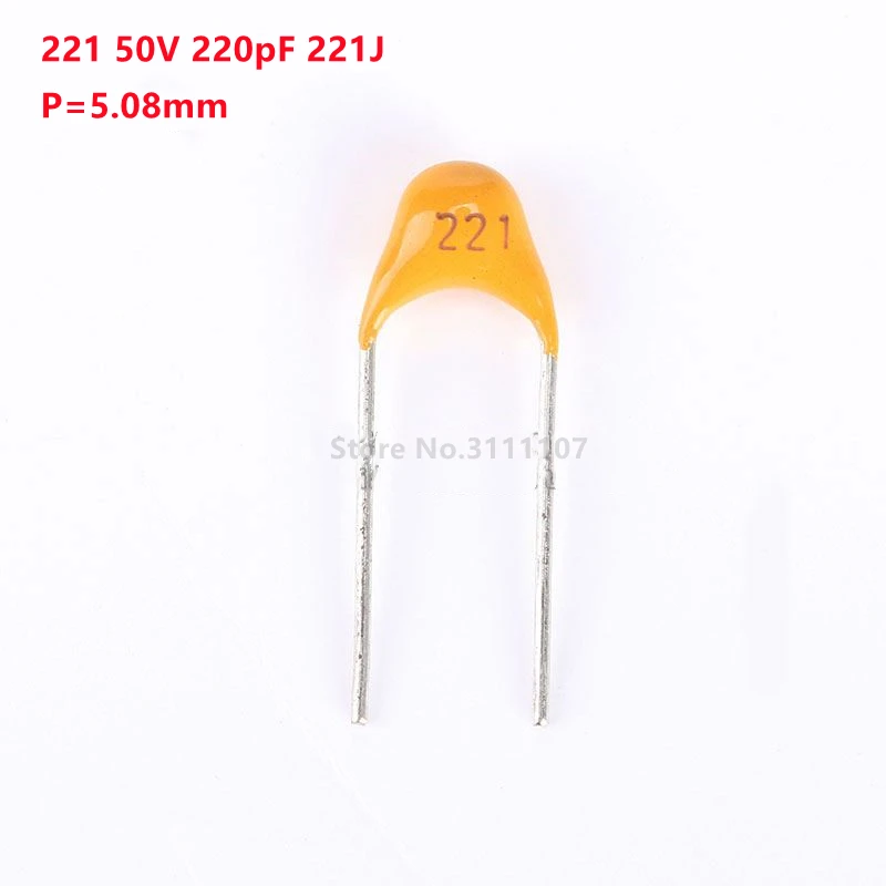 100pcs/lot Multilayer ceramic capacitor 221 50V 220pF 221J P=5.08mm 100pcs lot multilayer ceramic capacitor 473 50v 47nf 473m p 5 08mm