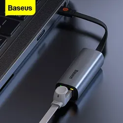 Baseus adaptador ethernet usb tipo c para rj45, conversor de placa de rede usb, adaptador de lan gigabit para notebook, macbook pro, ipad switch