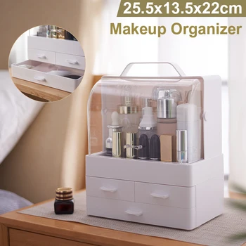 

3 Layer Women Cosmetics Storage Box Waterproof Dustproof Large Integrated Skin Care Makeup Organizer Jewelry Storage Drawer