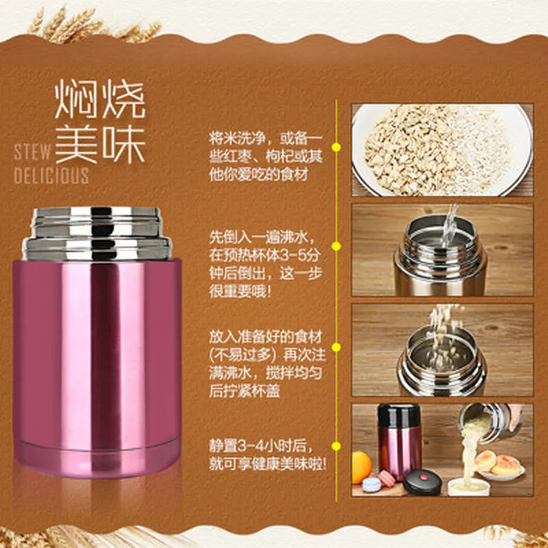 Large Capacity 800ML/1000ML Thermos Lunch Box Portable Bucket Stainless Steel Food Soup Containers Vacuum Flasks Thermocup