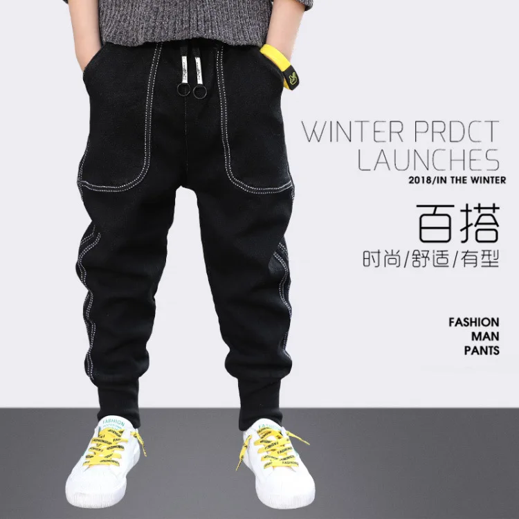 BOY'S Autumn Pants New Style Western Style Children Cowboy Casual Pants Big Boy Spring And Autumn Skinny Pants Black And Wh