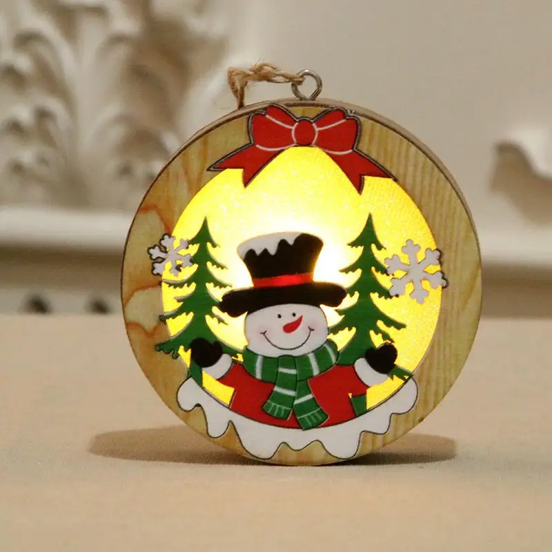 snowman GloryStar Рождественский орнамент с рождественской елкой деревянные светящиеся подвесные украшения реквизит - Цвет: snowman