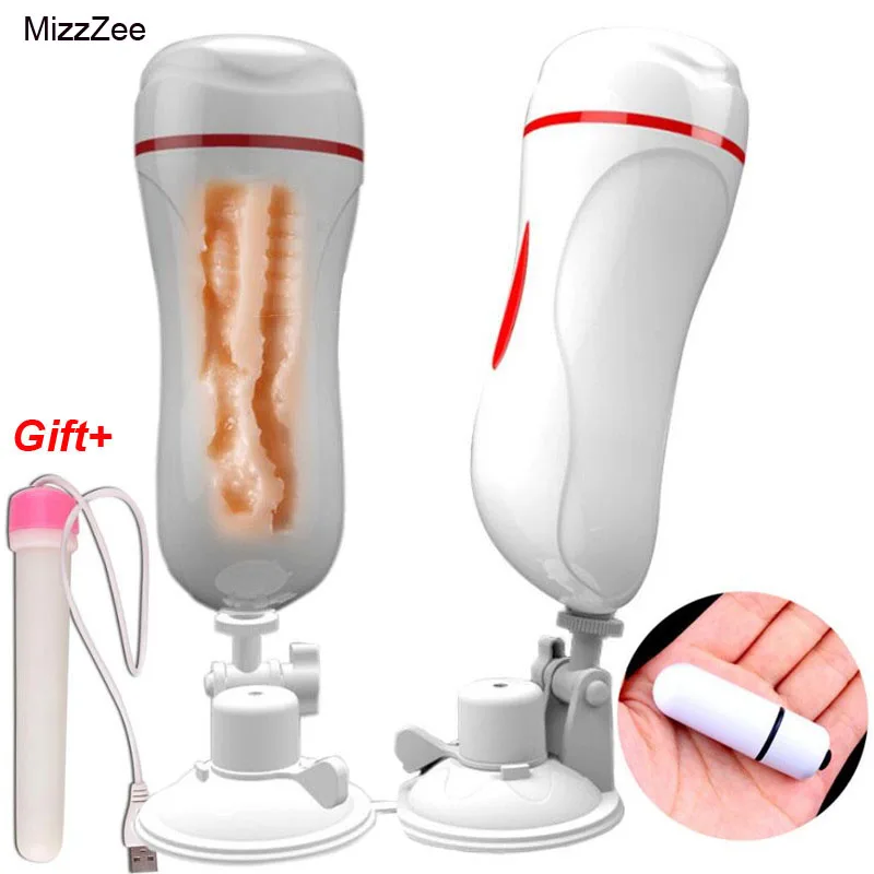 Online MizzZee Vaginal Anal canal doble masturbación Copa Vagina falsa Real Vagina vibradora, Juguetes sexuales para hombres ses juguetes para hombre mamada