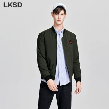 

LKSD Autumn Winter Bussiness Casual Simple Men's Down Jacket Casual Solid Slim Zipper Stand Collar Men Short Down Coat U18160080