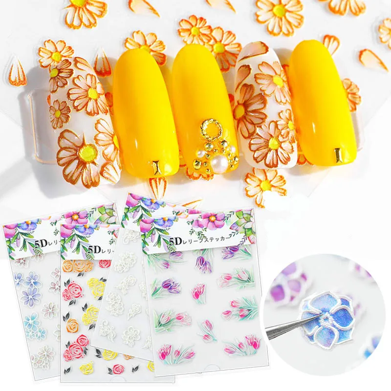  5D Carved hollow Fresh summer Nails Accessories Nail Art For Women Decorations Nail Charm Nail Supp
