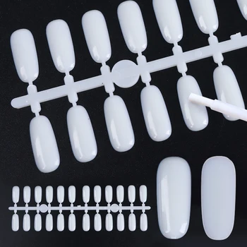 

120pcs Natural False Nail Tips Round Practising Nails Gel Polish Color Display Plate Flat Back Manicure Training Tools JI1619