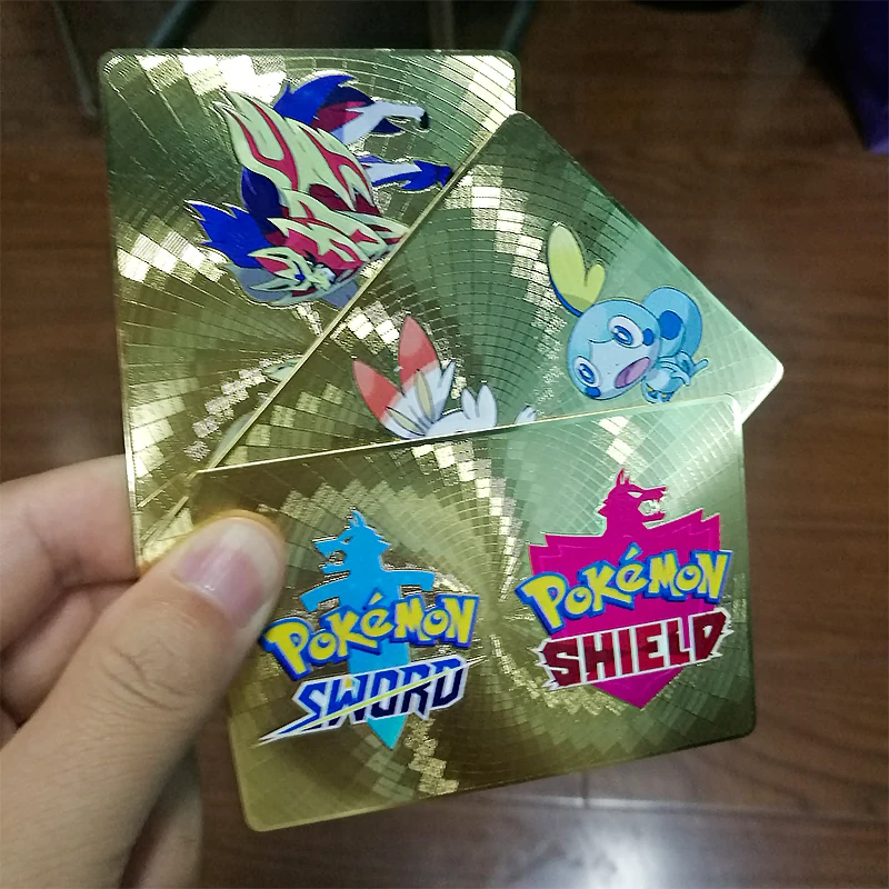 Металлические золотые флеш карты Pokemon блестящий меч и щит скорбанни фальшивые