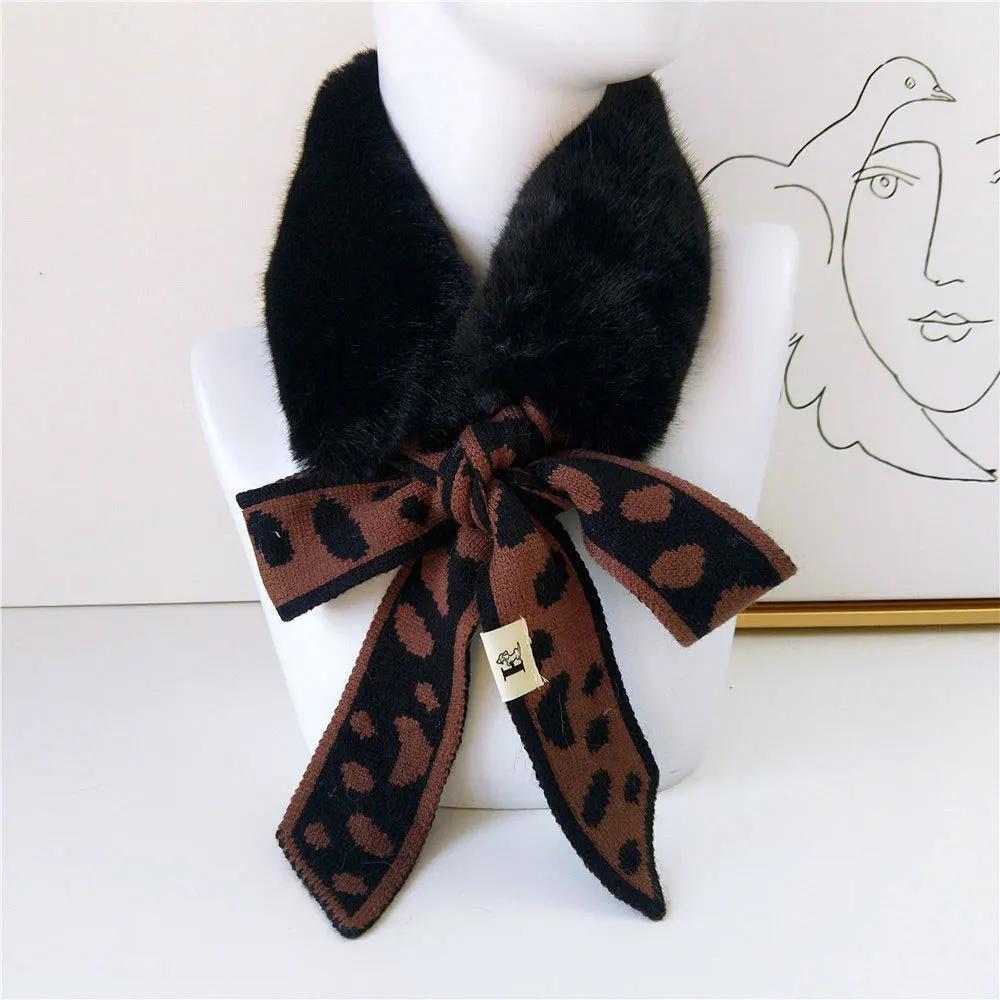 New Autumn Winter Houndstooth Fashion Crochet Knitted Scarf Foulard Femme Faux Fur Collar Neck Warmer Scarves for Women - Цвет: 13