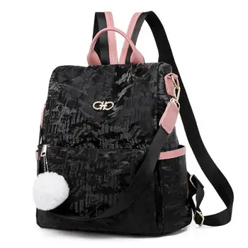

Women Backpack Simple Multi-Function Small Ladies Backpack Hairball Korean Backpack Travel Girls School Bags Mochilas Mujer