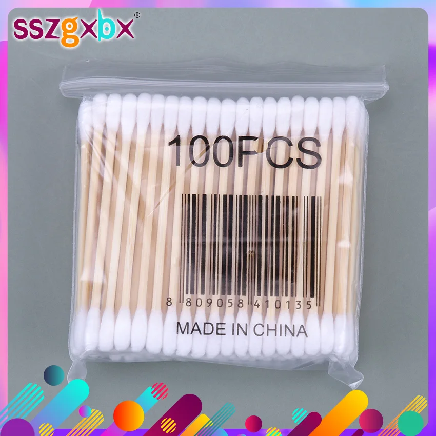 Cut Rate Makeup-Cleaning Wadded-Sticks Cotton-Swabs Nose Wooden Double-Head Women 100pcs/Pack AANOO9BY3