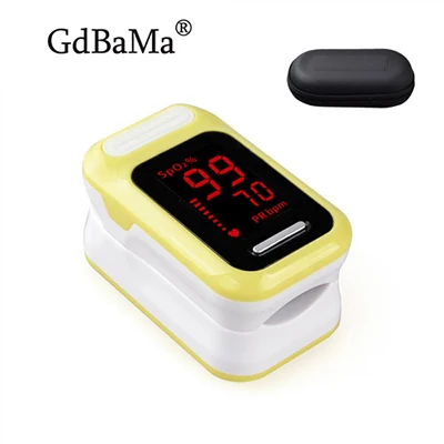 yellow with case Пальчиковый Пульсоксиметр de dedo портативный домашний умный детектор кислорода в крови монитор здоровья Saturometro SPO2 PR Pulsoximete - Цвет: yellow with case