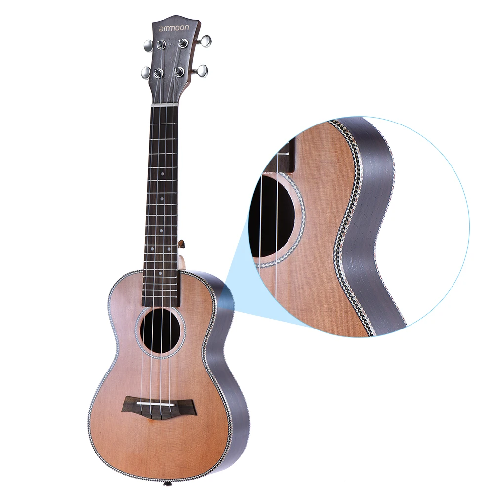 HOT ammoon 24" Korean Pine Acoustic Concert Ukulele Ukelele Uke Wooden 18 Frets 4 Strings Okoume Neck Rosewood Fretboard