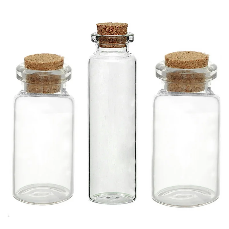 

5PCs Glass Bottles Small Vase Tiny Bottles Jewelry Vial Potion Glass & Wooden Box Wishing Gift Jewelry Storage Boxes Organizer