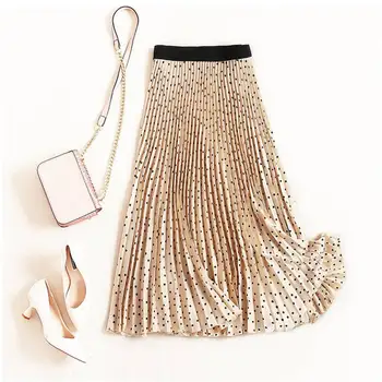 

Fashion 2020 Bohemian High Waist Dot Print Summer Spring Skirts Womens Boho Skirt Maxi Long Half Length Skirts For Women