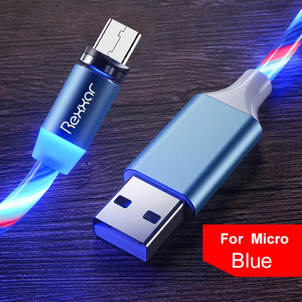 Micro USB Kit Blue Магнитный usb кабель для зарядки Micro usb type C Магнитный зарядный Шнур для iphone samsung Xiaomi Быстрый светодиодный магнитный кабель для мобильного телефона - Цвет: Micro USB Kit Blue