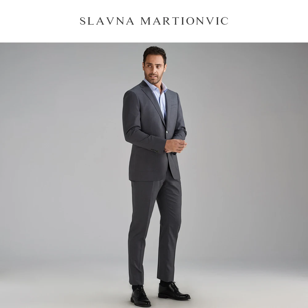 Slavna Martinovic шерстяной костюм, деловой Повседневный красивый мужской костюм, приталенный Свадебный костюм для мужчин, 2 предмета(пиджак+ брюки