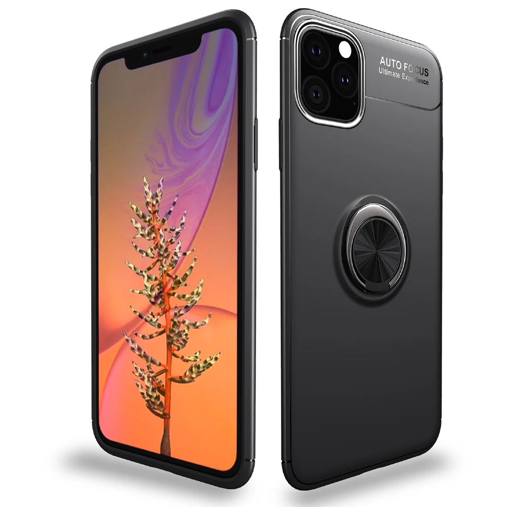 Luxury Shockproof Bracket Ring Case with ring For X XR XS Max Full Cover iphone11 Pro Soft Silicone Holder | Мобильные телефоны и