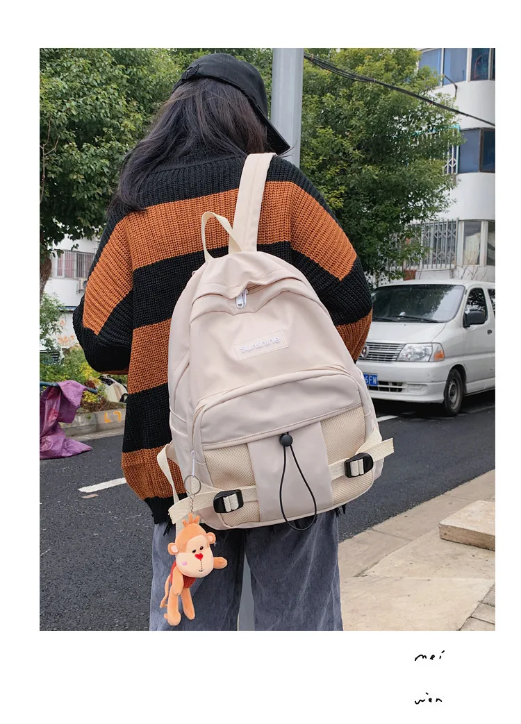 Stylish Backpacks luxury Backpack Women Large Capacity Solid Color Oxford Waterproof School Bag Travel Doll Pendant Rucksack Bagpack for Teenage Girls cool everyday backpacks