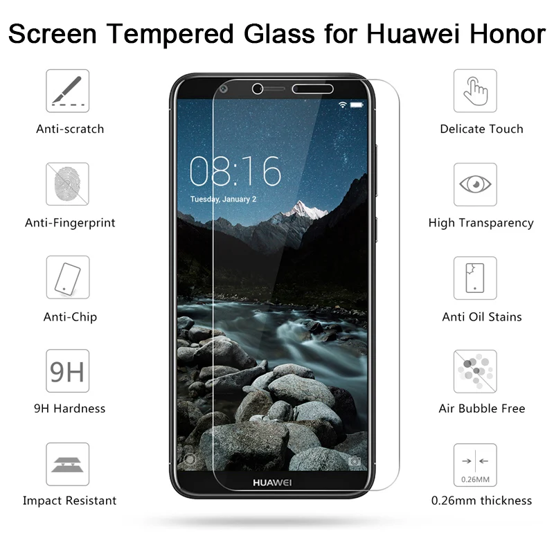 2 шт.! Закаленное стекло 9H HD Защитное стекло для huawei P20 Pro P10 Plus P9 Lite защита экрана на huawei P8 Lite