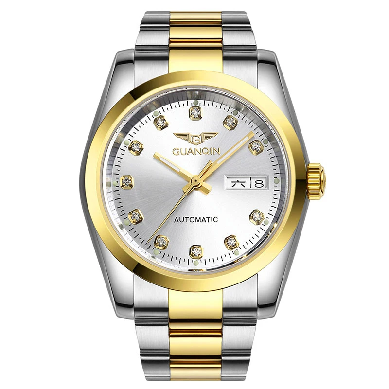

GUANQIN GQ70005 2017 Luxury Original Automatic Watches Men Waterproof Stainless Steel Clock Diamond Sapphire Gold Wristwatch