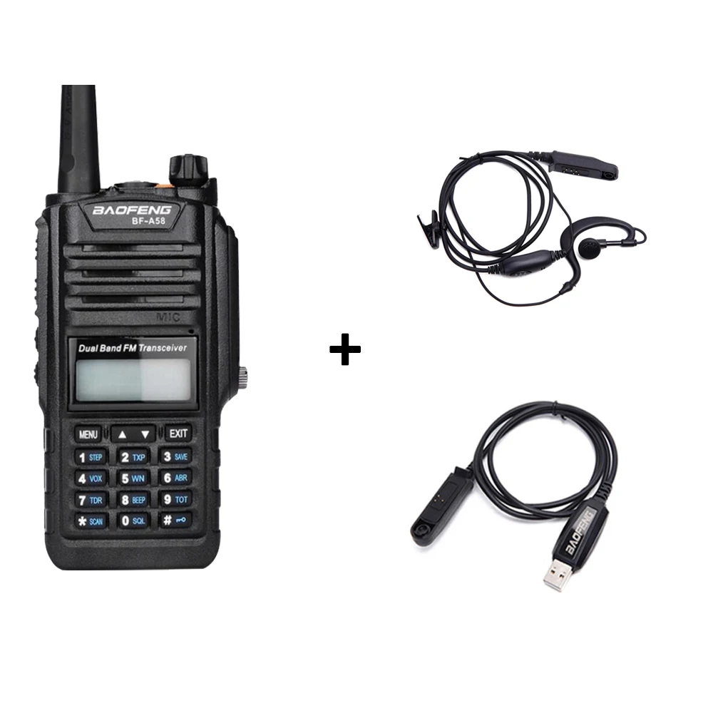 add cable headset Baofeng IP68 Водонепроницаемый BF-A58 128CH двухстороннее радио морской 5-15 км дальняя рация КВ трансивер охотничье радио - Цвет: add cable headset