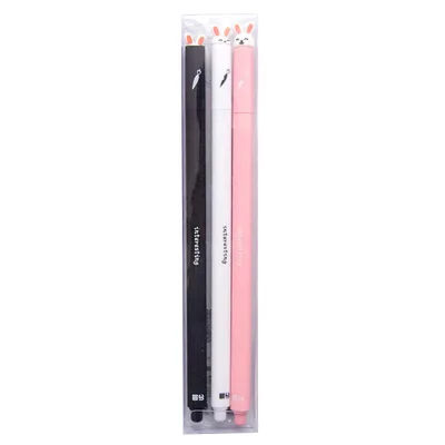 3 шт./компл. Милая гелевая ручка комплект с кроликом из мультфильма ручка Kawaii черная ручка Пластик, офисные школьные ручки канцелярские Diy Пуля Журнал Подарки - Цвет: A   3 pcs