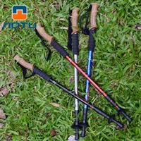 Bump Hot Selling Outdoor Folding Alpenstock Camping Aluminum Alloy Walking Stick Eva Handle Ski Poles AT7558 Cross Border