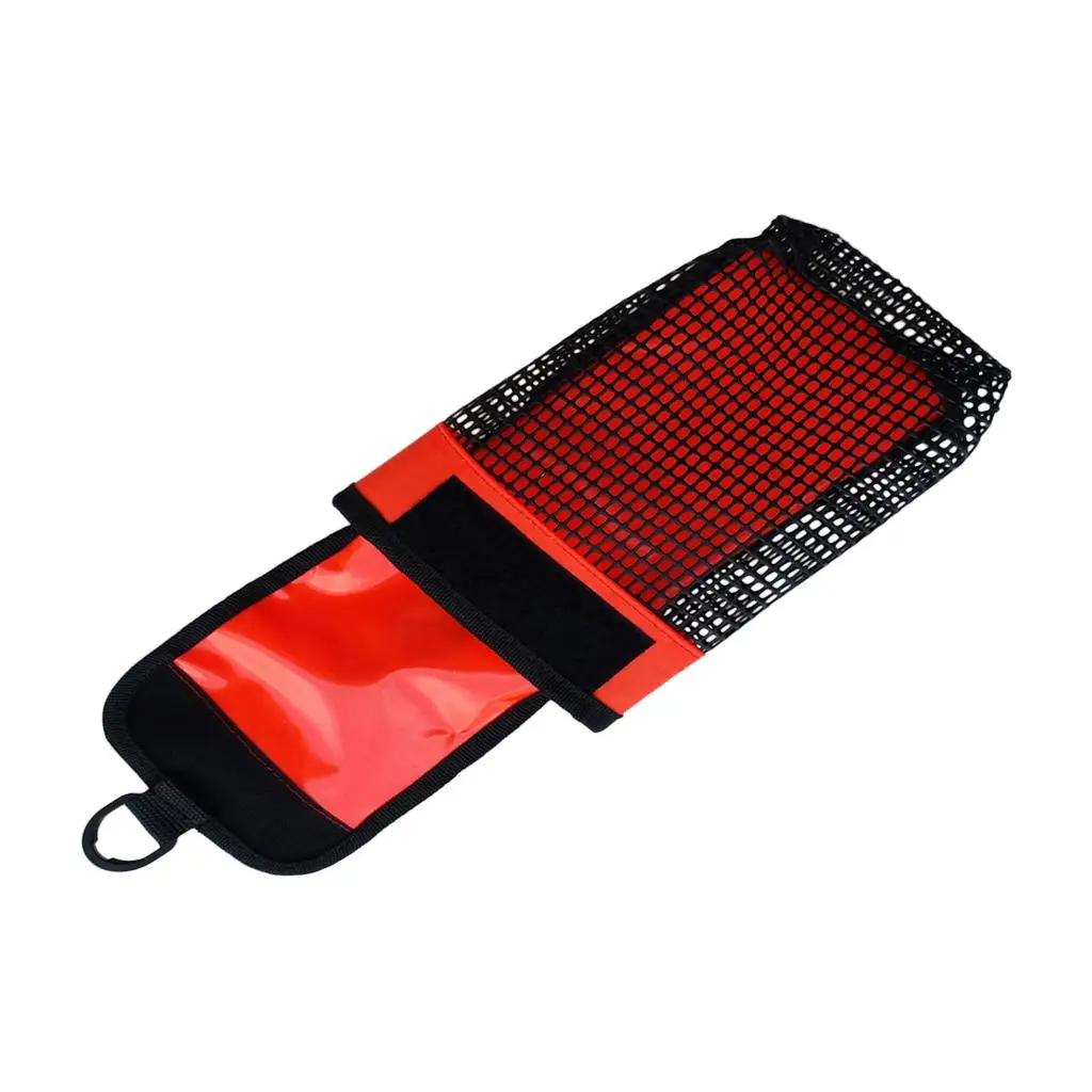 Portable Scuba Diving Reel & SMB Safety Marker Buoy Carrier Mesh Bag & Clip