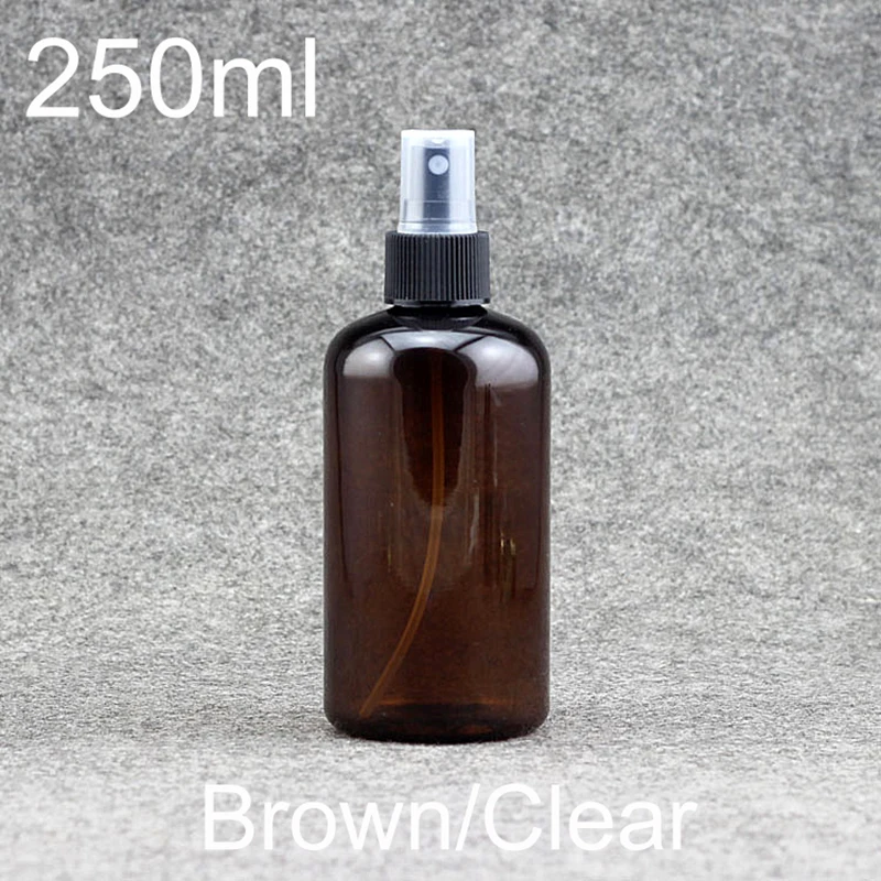 

250ml Brown Clear Plastic Spray Bottle Makeup Face Toners Packaging Cosmetic Perfume Water Packaging Container Free Shipping