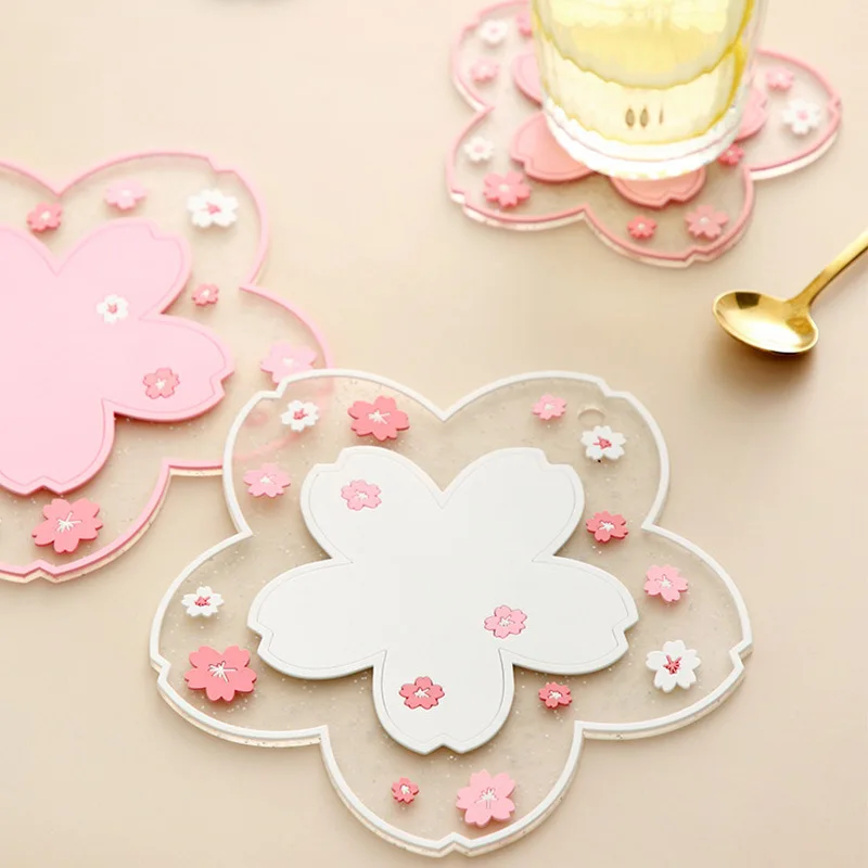 1Pcs New Japan Style Cherry Blossom Heat Insulation Table Mat Family Office Anti-skid Tea Cup Milk Mug Coffee Coaster | Дом и сад