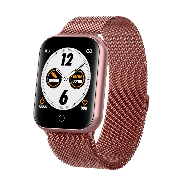pink black Для женщин Bluetooth для смарт-часов Android сердечного ритма кровяное давление фитнес-трекер модные спортивные умные часы для мужчин PK IWO 8 lite P70 - Цвет: pink black