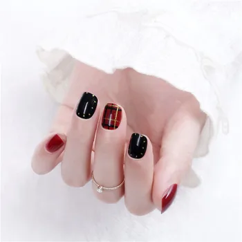 

Wearable Manicure Patch Deconstructable Fake Nails Repeated Adhesive Wine Red Manicure 142