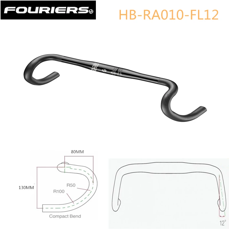 New FOURIERS HB-RA010 Comfortable practical aluminum bicycle handlebar 380/400/420/440mm road bike Compact bend handlebar