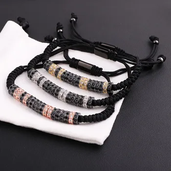 Jaravvi Micro CZ Pave Spacers Handmade Woven Macrame Friendship Luxury Bracelet Men Women Jewelry Gift