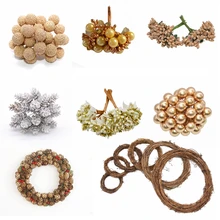 Золотой смешанный Гибридный цветок вишня тычинки ягоды Рождественский венок гирлянда DIY Подарочная коробка венок Декор на год Рождество вечерние принадлежности