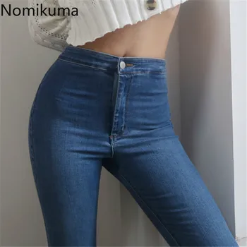 

Nomikuma 2020 New Jeans Pants Women Autumn Slim Pencil Pants Korena High Waisted Elegant Demin Long Trousers Feminimos 6B904