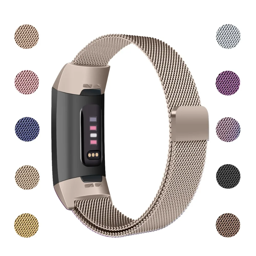 Металлический ремешок из нержавеющей стали, для браслета Fitbit charge 2, Миланская петля, магнитный, для зарядки, 3 ремешка, умный Браслет для женщин и мужчин
