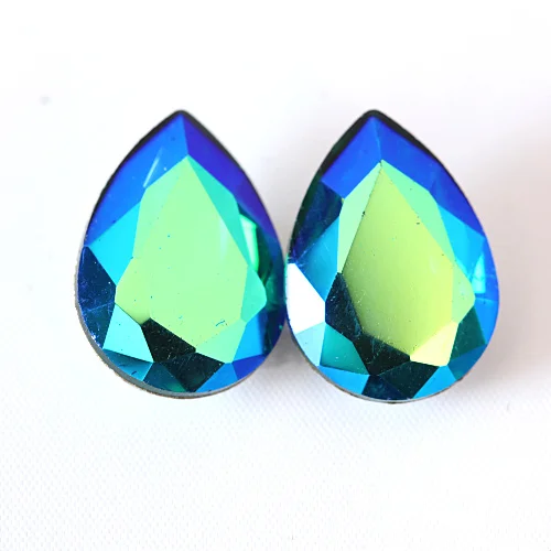 blue zircon ab 13x18 мм 20 шт AB цвета каплевидные капли Pointback Стразы стеклянные кристаллы форма груши Необычные камни для изготовления ювелирных изделий H0092 - Цвет: blue zircon ab