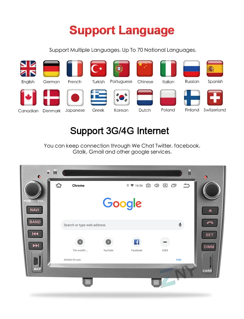 Clearance 7" HD Android 9.0 Car Stereo GPS For Peugeot 308 408 Auto DVD Radio FM RDS Audio Video Headunit WiFi Navigation Backup Camera 4