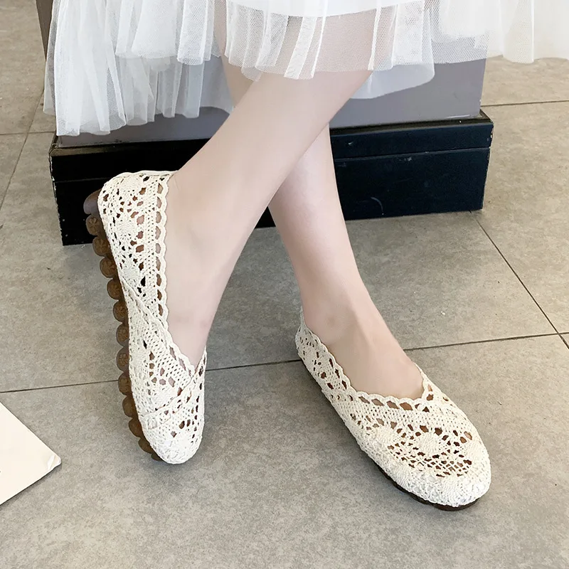 

Shoes Women's 2019 New Style Soft-Sole Moccosins Students Korean-style Versatile Flat Hollow out Breathable Porous WOMEN'S Shoes