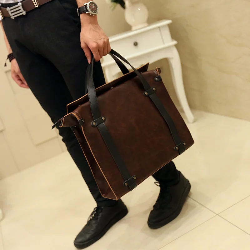 

New Korean version of men's bag leather men's bag quality handbag one shoulder bag business bag leisure bag