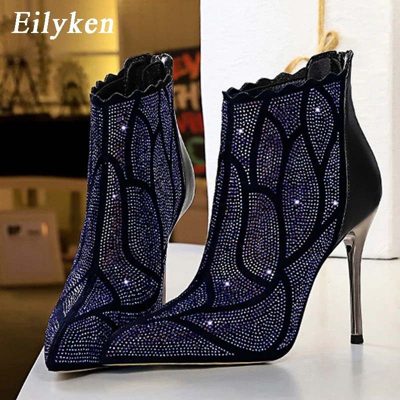 black thin heeled boots