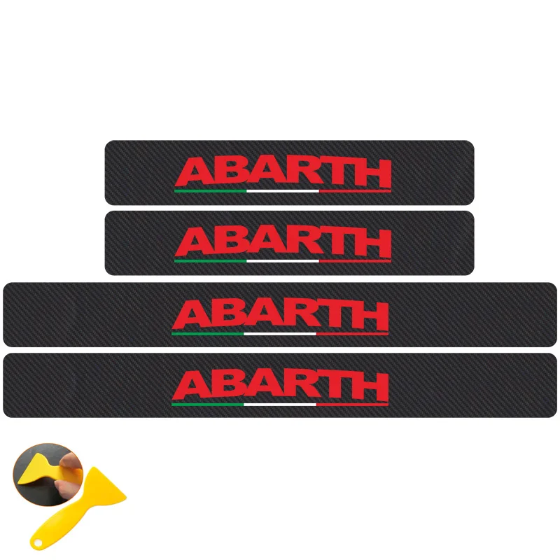 Black red ABARTH С итальянским флагом карбоновое волокно автомобильный протектор порога наклейка s Антифрикционная наклейка для Fiat Punto Abarth 500 автомобильный Стайлинг - Название цвета: Black red