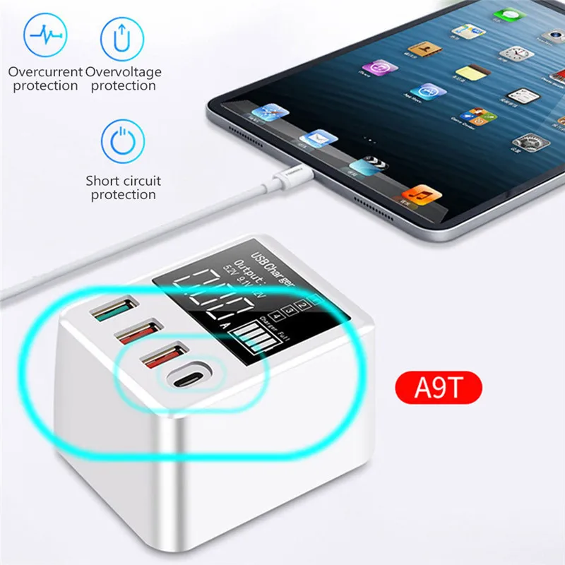 30 Вт usb type-C зарядное устройство Быстрая зарядка QC3.0 портативный светодиодный дисплей USB зарядное устройство EU/US/UK зарядное устройство для мобильного телефона для IPhone samsung