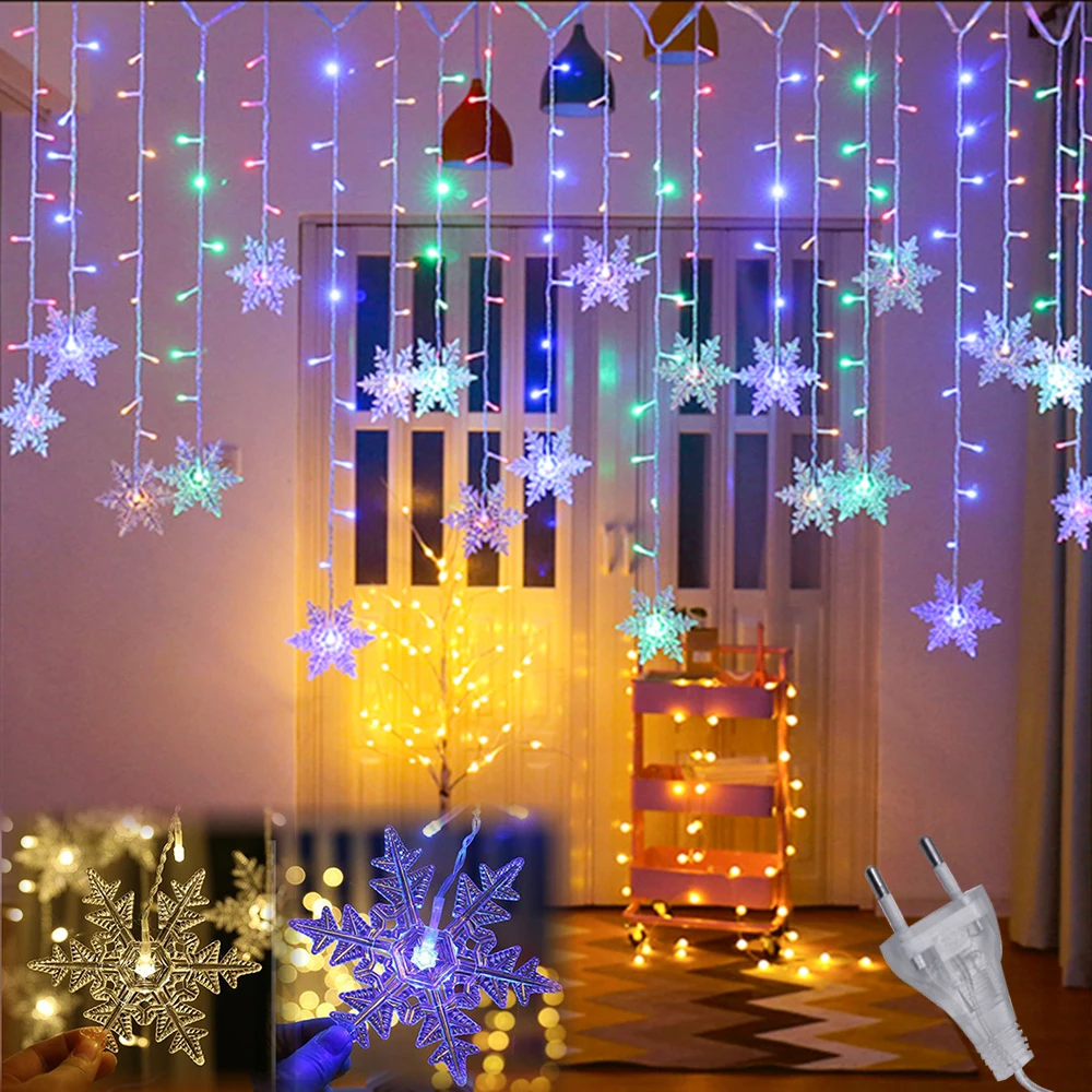 3.2M New Christmas Lights Snowflake Decoration Led Fairy String Lights Flash Light For 2022 New Year Curtain Outdoor Party Decor|Led String| - Aliexpress