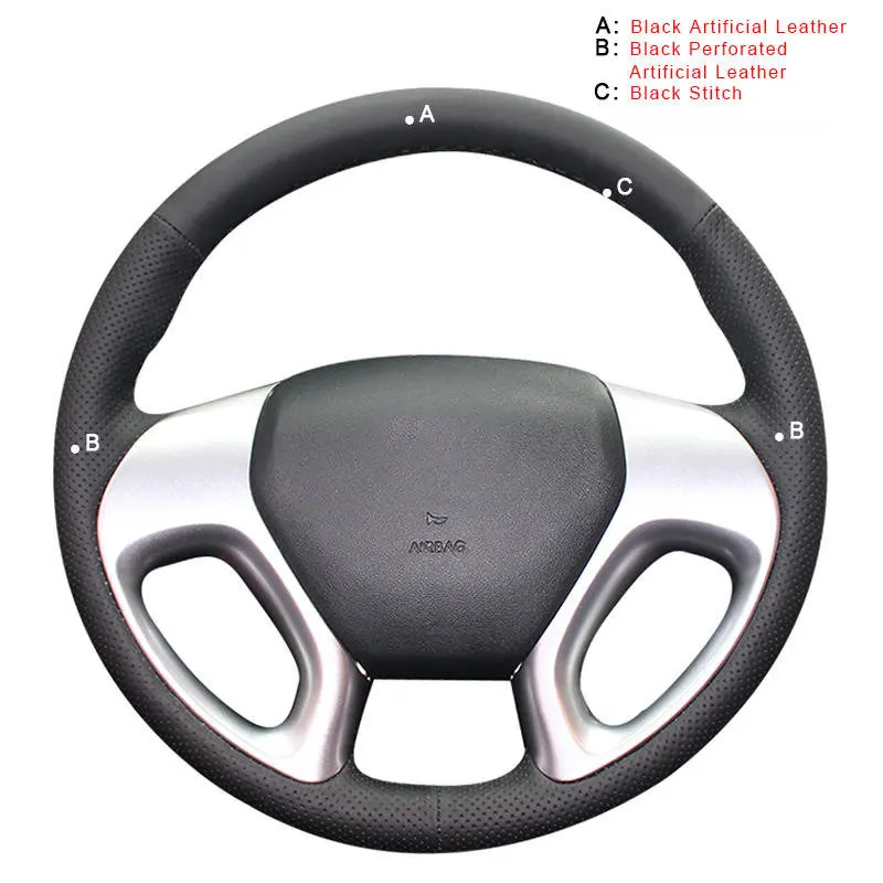Artificial Leather Авто оплетка на руле Крышка для hyundai ix35 2011- Tucson 2 2010 2011 2012 2013 DIY автомобильные Чехлы интерьер - Название цвета: Artificial Leather