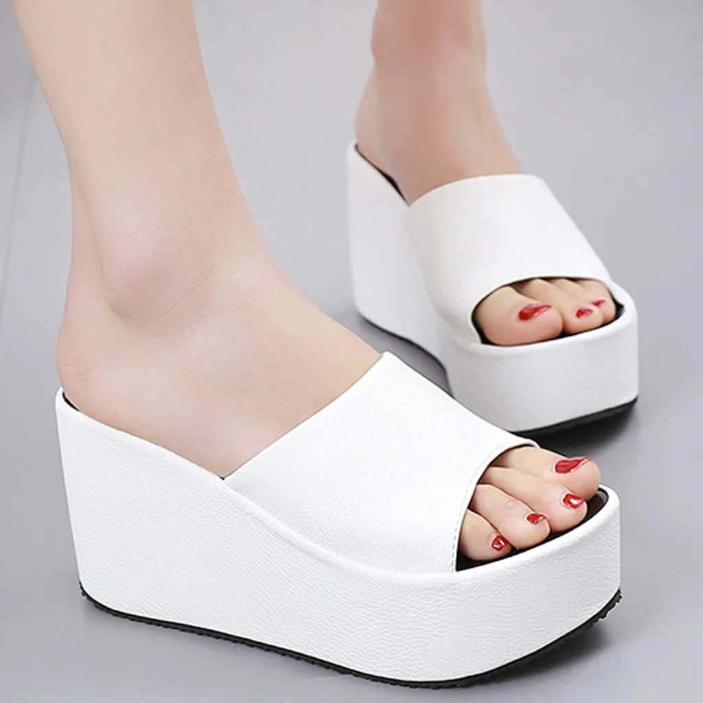 Women Summer Outdoor Slippers Open Toe Wedges Slippers Beach Walk Shoes Sandals Casual Shoes Ladies Casual Shoes Woman#114