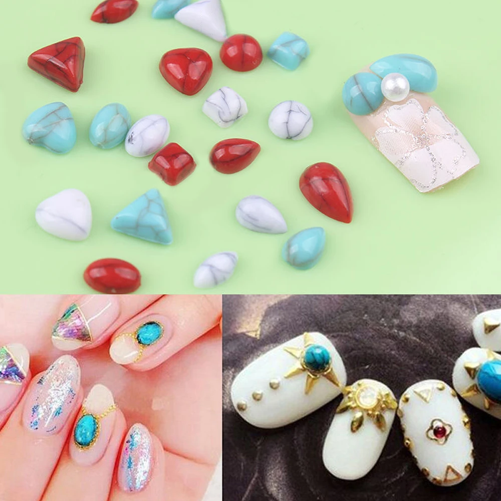 New Listing Is Super Bright Acrylic Nail Art Rhinestone Imitation Natural Crack Turquoise Diy Nail Decoration Rhinestones Aliexpress