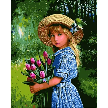 

YANXIN DIY Frame DIY Painting By Numbers Girl Acrylic Paint On Canvas Modern Wall Art Picture For Living Room 8130